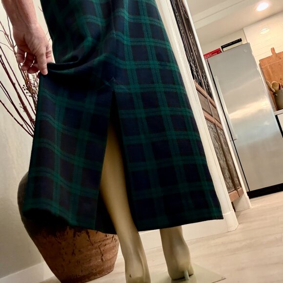 1970's Graff californiawear BLUE & GREEN PLAID MAXI SKIRT - Picture 3 of 6